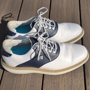 FootJoy Men's White and Navy Golf Shoes